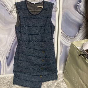 Rachel Roy tweet button short sleeve tailored dress with fringe detail comfort